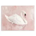 ⁦ملصق مطبوع عليه صورة فراشة وردية وزهرة وبجعة بيضاء جميلة، تصميم كلاسيكي لغرفة البنات⁩ - الصورة ⁦8⁩