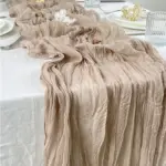 ⁦مفرش طاولة من الشاش شبه الشفاف، قماش شاش أبيض، ديكور طاولة، غرفة طعام، ديكور زفاف عتيق، حفلات ولائم، أقواس، ديكور بوهو عتيق⁩ - الصورة ⁦2⁩