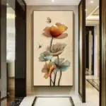 ⁦لوحات فنية جدارية على شكل فراشة وزهرة بتصميم كلاسيكي على الطراز الصيني⁩ - الصورة ⁦2⁩