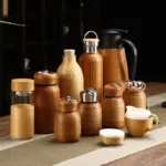 ⁦كوب ترمس منسوج من الخيزران ، ريترو صيني ، هدايا مهرجان راقية ، زجاجة مياه مفرغة داخلية من الفولاذ المقاوم للصدأ⁩ - الصورة ⁦3⁩