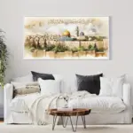 ⁦ملصق طباعة على قماش، مسجد إسلامي، قبة، قوس صخري، قماش، فن جداري، لوحة، عمل فني، غرفة معيشة، غرفة نوم، مدخل، ديكور جداري⁩ - الصورة ⁦3⁩