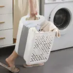 ⁦سلة غسيل حمام قابلة للطي، سلة تخزين للملابس المتسخة مثبتة على الحائط، حقيبة غسيل منزلية، منظم غسيل، شحن مباشر⁩ - الصورة ⁦5⁩