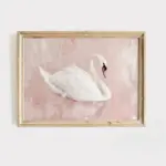 ⁦ملصق مطبوع عليه صورة فراشة وردية وزهرة وبجعة بيضاء جميلة، تصميم كلاسيكي لغرفة البنات⁩ - الصورة ⁦4⁩