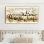 ⁦ملصق طباعة على قماش، مسجد إسلامي، قبة، قوس صخري، قماش، فن جداري، لوحة، عمل فني، غرفة معيشة، غرفة نوم، مدخل، ديكور جداري⁩ - الصورة ⁦4⁩