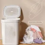 ⁦تخزين الملابس المتسخة للأغراض المنزلية، سعة كبيرة مع غطاء للتخزين، سلة غسيل للملابس، سلة حمام للملابس المتسخة⁩ - الصورة ⁦3⁩