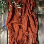 ⁦مفرش طاولة من الشاش البني المحمر، ديكور طاولة من قماش الخيش، ديكور غرفة الطعام، ديكور زفاف ريفي، مفارش طاولة بوهو⁩ - الصورة ⁦6⁩