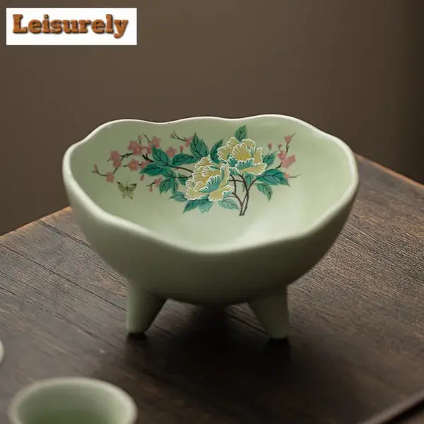 صحن تقديم سيراميك كبير بأزهار الكادي – مناسب لتقديم الفواكه المجففة، المقبلات، المقبلات، ومنها ☕🌺🍒