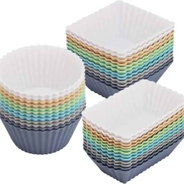 سيت 12 قالب سيليكون دائري صغير – مناسب لتحضير الكب كيك، المافن، التشيز كيك والحلوى (مجموعة باكينج أساسية)