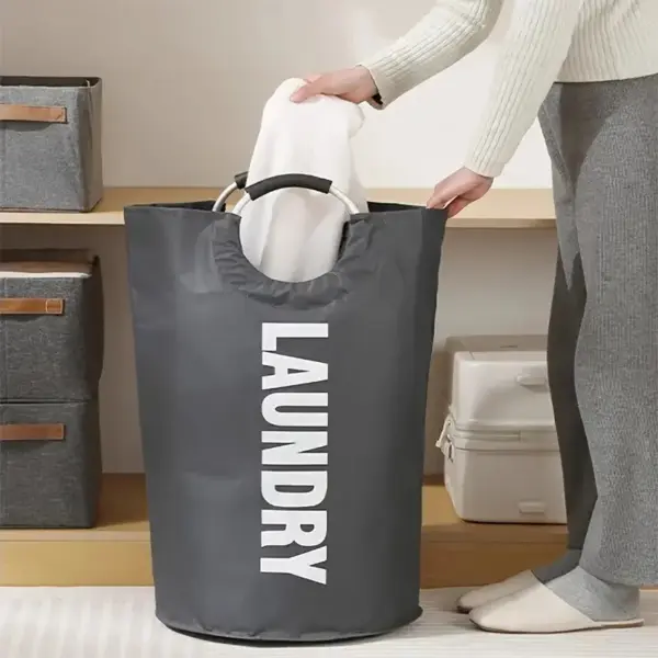 سلّة غسيل كبيرة الحجم مقاومة للماء – بمقابض مبطنة وقابلة للطي تناسب الحمام والشر balcony والسكن الجامعي