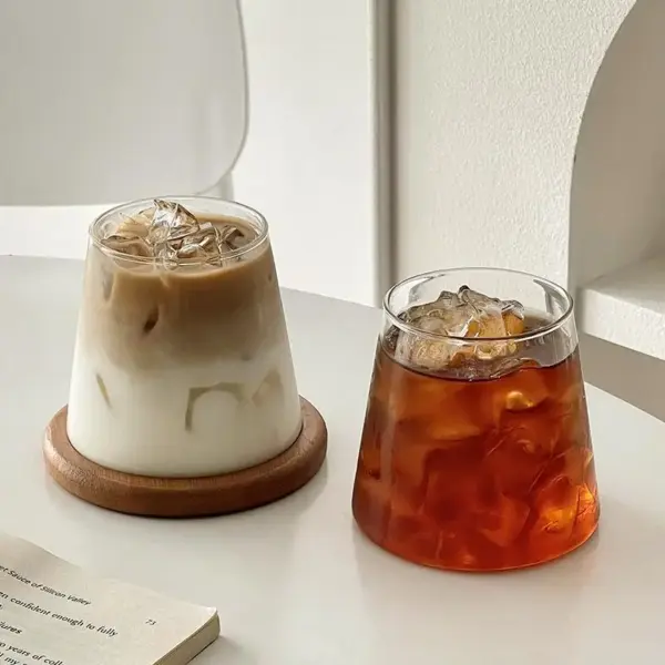 ☕ كوب زجاجي شفاف فاخر – مناسب لكل المشروبات | تصميم أنيق للاستخدام المنزلي أو الإفطار