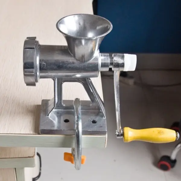 مفرمة لحم يدوية من سبائك الألومنيوم مع كرنك وقاعدة تثبيت على الطاولة - أداة مطبخ منزلية