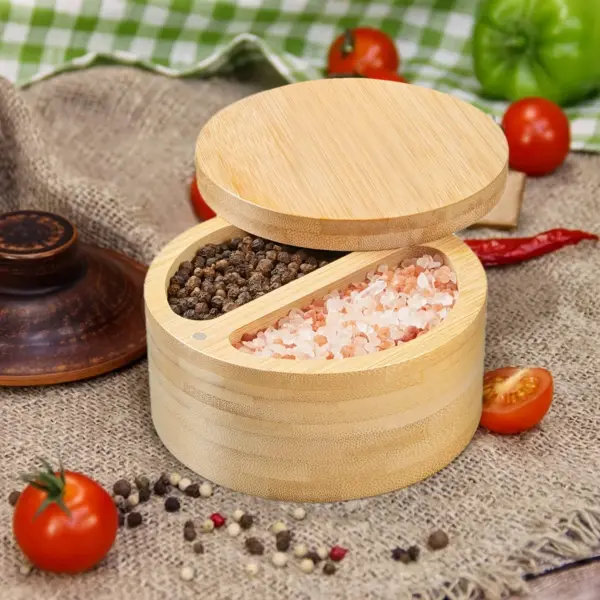 صندوق تخزين توابل مع غطاء دوار مغناطيسي – مناسب لتخزين الملح، السكر، والفلفل