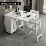 ⁦طاولة طعام بيضاء قابلة للطي⁩ - الصورة ⁦2⁩