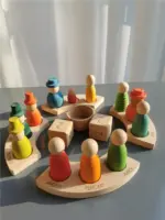 ⁦دمى خشبية تعليمية بألوان قوس قزح⁩ - الصورة ⁦2⁩