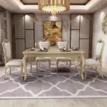 ⁦طاولة طعام فاخرة مذهبة برخام وخشب⁩ - الصورة ⁦5⁩
