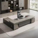 ⁦مكتب خشبي فخم على شكل حرف⁩ - الصورة ⁦4⁩