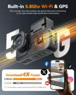 كاميرا ثلاثية للسيارة بدقة 4K مع شاشة مرآة ذكية - الصورة 6