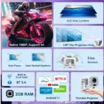 ⁦بروجيكتور منزلي ذكي بدقة 4K و Full HD - تجربة سينمائية استثنائية⁩ - الصورة ⁦3⁩