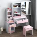 ⁦طاولة مكياج فاخرة مع مرآة مضيئة⁩ - الصورة ⁦7⁩