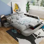 ⁦سرير أوروبي عصري بتصميم متعدد الوظائف مع تخزين⁩ - الصورة ⁦4⁩