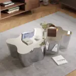 ⁦Metal Industrial Coffee Table Aesthetic Unique Minimalist Designer Side Table Modern Luxury Mesa Auxiliar Postmodern Furniture⁩ - الصورة ⁦17⁩