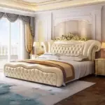 سرير خشبي فاخر بتصميم أوروبي عصري