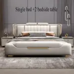 ⁦سرير زواج فاخر من الجلد بتصميم أوروبي عصري⁩ - الصورة ⁦11⁩
