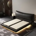 ⁦سرير ملكي فاخر من الجلد الأسود بتصميم إيطالي عصري⁩ - الصورة ⁦3⁩