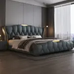⁦سرير ملكي فاخر بتصميم عصري من الجلد الصناعي⁩ - الصورة ⁦3⁩