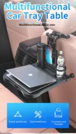 ⁦طاولة سيارة قابلة للطي مع حامل أكواب - 360 درجة دوران⁩ - الصورة ⁦3⁩
