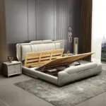⁦سرير زواج فاخر من الجلد بتصميم أوروبي عصري⁩ - الصورة ⁦5⁩