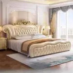 ⁦سرير خشبي فاخر بتصميم أوروبي عصري⁩ - الصورة ⁦5⁩
