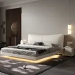 ⁦سرير ملكي فاخر من الجلد الأسود بتصميم إيطالي عصري⁩ - الصورة ⁦6⁩