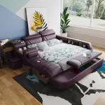 ⁦سرير أوروبي عصري بتصميم متعدد الوظائف مع تخزين⁩ - الصورة ⁦2⁩
