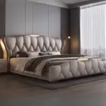 ⁦سرير ملكي فاخر بتصميم عصري من الجلد الصناعي⁩ - الصورة ⁦6⁩