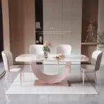 ⁦Title: طاولة طعام رخامية فاخرة مع كراسي**⁩ - الصورة ⁦5⁩