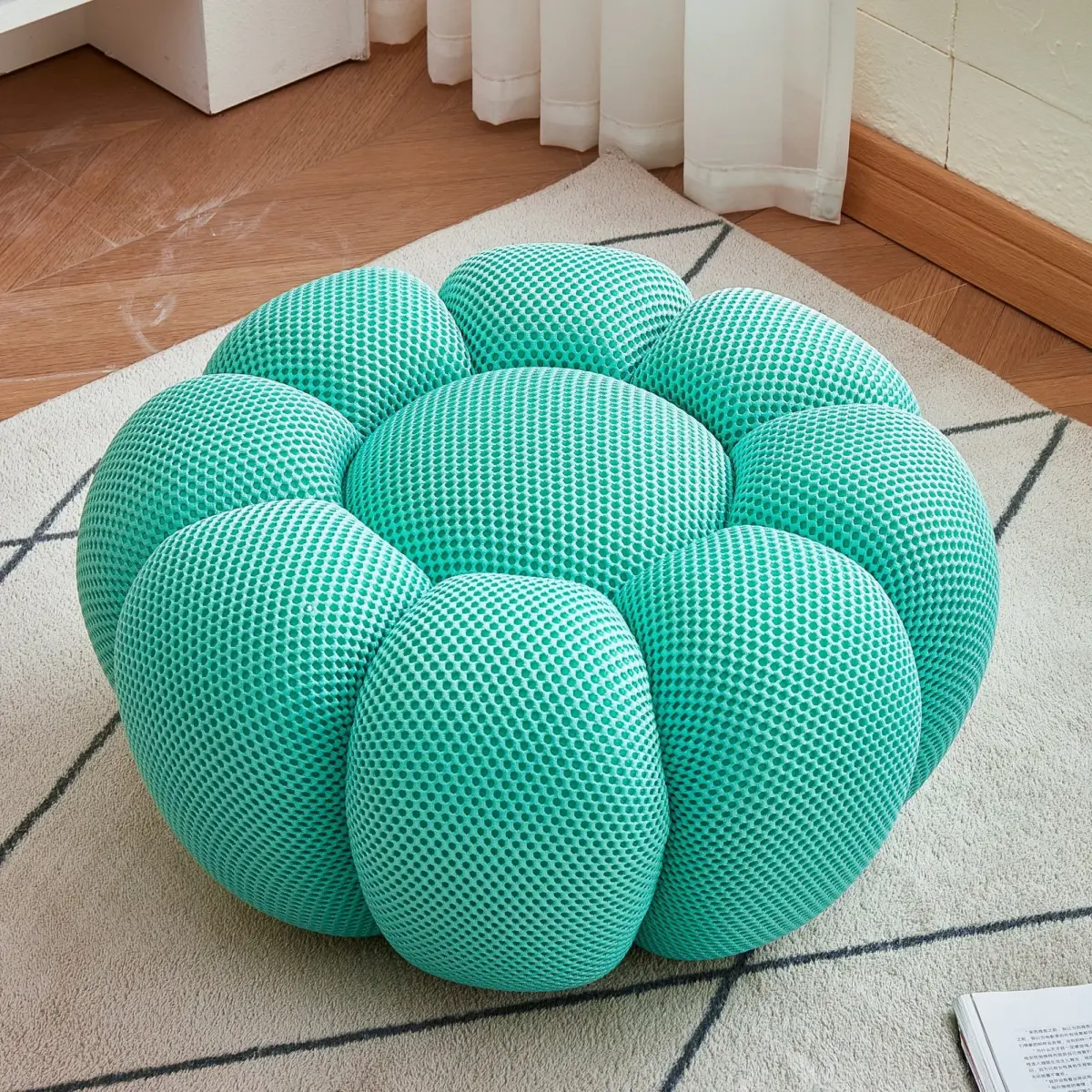 ⁦Single Seat Designer Pumpkin Lazy Sofa Balcony and Bedroom Can Lie Down and Recline Italian Minimalist Rochburg Football Sofa⁩ - الصورة ⁦26⁩