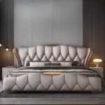 ⁦سرير ملكي فاخر بتصميم عصري من الجلد الصناعي⁩ - الصورة ⁦4⁩