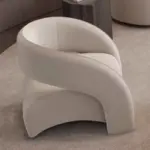 ⁦أريكة بيضاء منحنية بتصميم نوردي⁩ - الصورة ⁦6⁩