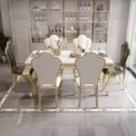 ⁦Title: طاولة طعام رخامية فاخرة ذهبية⁩ - الصورة ⁦3⁩
