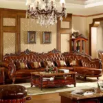 أريكة أوروبية فاخرة من الجلد بتصميم كلاسيكي عصري