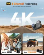 كاميرا ثلاثية للسيارة بدقة 4K مع شاشة مرآة ذكية - الصورة 3