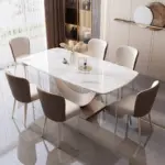 ⁦Title: طاولة طعام رخامية فاخرة مع كراسي**⁩ - الصورة ⁦2⁩