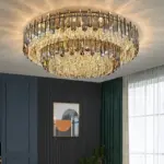 ثريا كريستال ذهبية بإضاءة LED