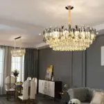 ⁦ثريا كريستال ذهبية بإضاءة LED⁩ - الصورة ⁦4⁩