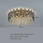 ⁦ثريا كريستال ذهبية بإضاءة LED⁩ - الصورة ⁦10⁩