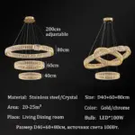 ⁦ثريا كريستال فاخرة بإضاءة LED⁩ - الصورة ⁦10⁩