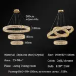 ⁦ثريا كريستال فاخرة بإضاءة LED⁩ - الصورة ⁦8⁩