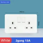 ⁦مفتاح حائط ستانلس ستيل أبيض⁩ - الصورة ⁦10⁩