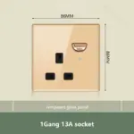 ⁦مفتاح حائط زجاجي ذهبي كلاسيكي⁩ - الصورة ⁦14⁩